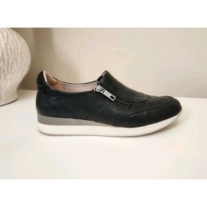 Naturalizer‎ Sneakers sz 8M Women Finny Walking Shoes Black White Zipper Wedge